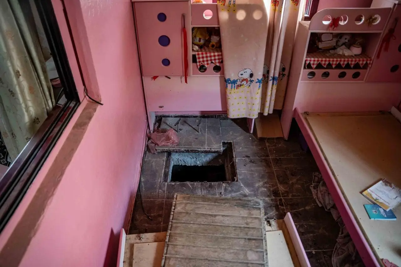 The entrance to a Hamas terror tunnel, found in a little girl’s bedroom in Rafah.